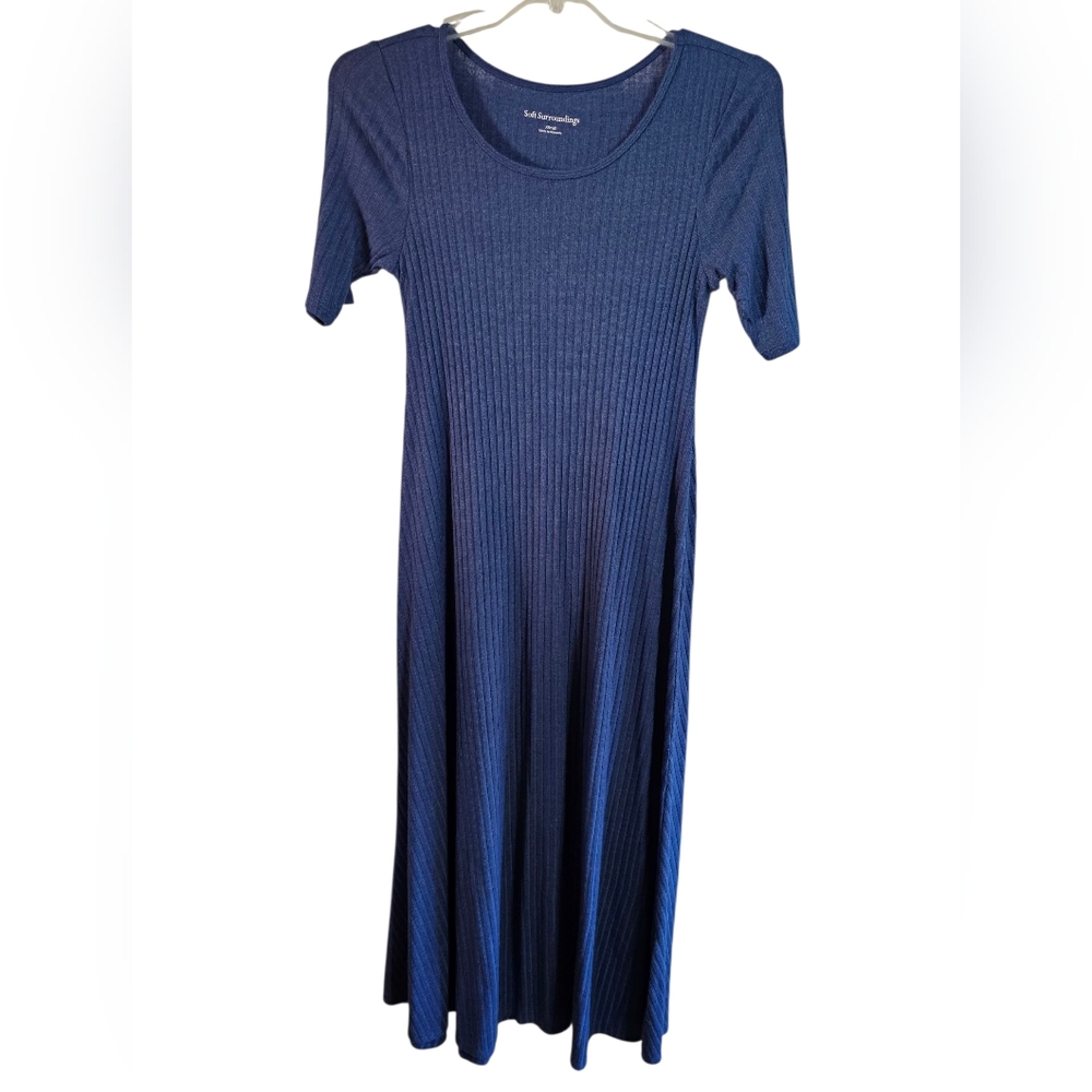 Soft Surroundings Womens XS Ribbed Knit Maxi Dress Elevated Minimalist Essential - Picture 2 of 6